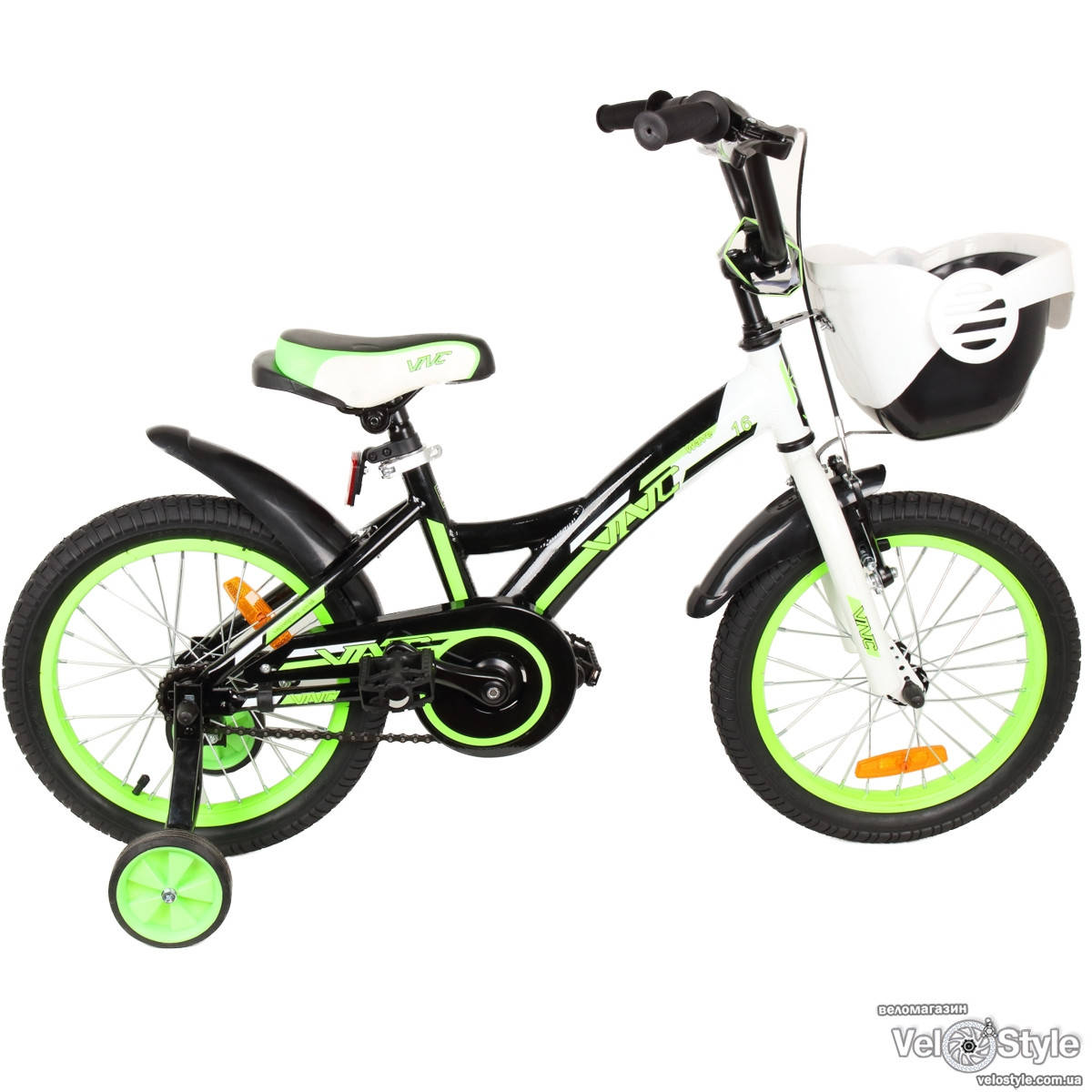 

Велосипед детский VNC Wave черно-зеленый колеса 16" (3-6 лет), Зелёный