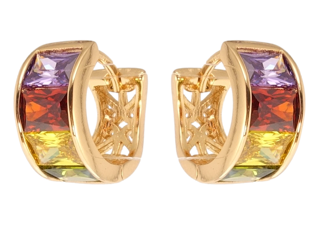 

Серьги Xuping Позолота 18K колечки "Вставки цветные фианиты"