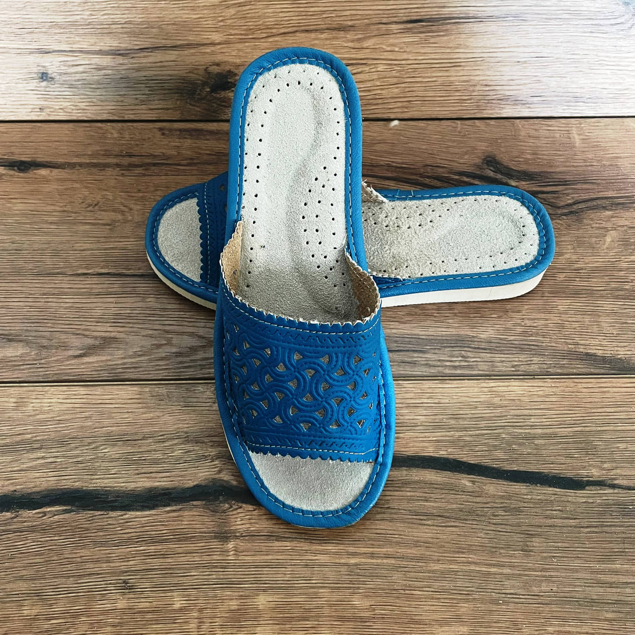 

Кожаные тапочки летние, женские ТЛЖ10 37, Синий