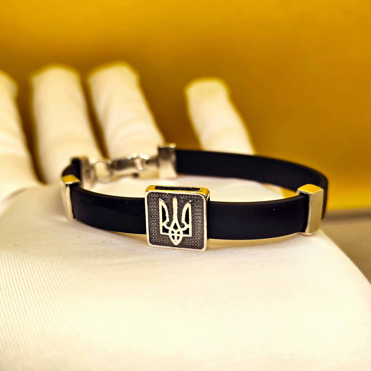 

Браслет из серебра с украинской символикой | Тризуб из серебра браслет 925 проба