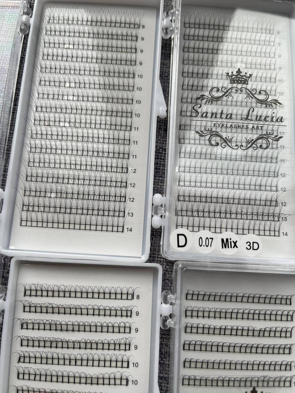 

5D 010, 007 мікс 224 пучків пучковые ресницы для наращивания D, 0.1