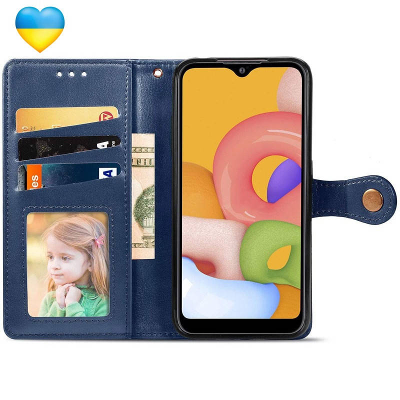 

Чехол книжка кожаная с визитницей для Xiaomi Redmi 9C GETMAN / Чехол на редми 9ц, Синий