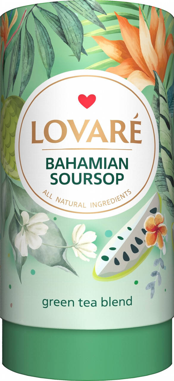

Чай Lovare Bahamian Soursop с саусепом зеленый листовой 80 грамм в подарочной упаковке