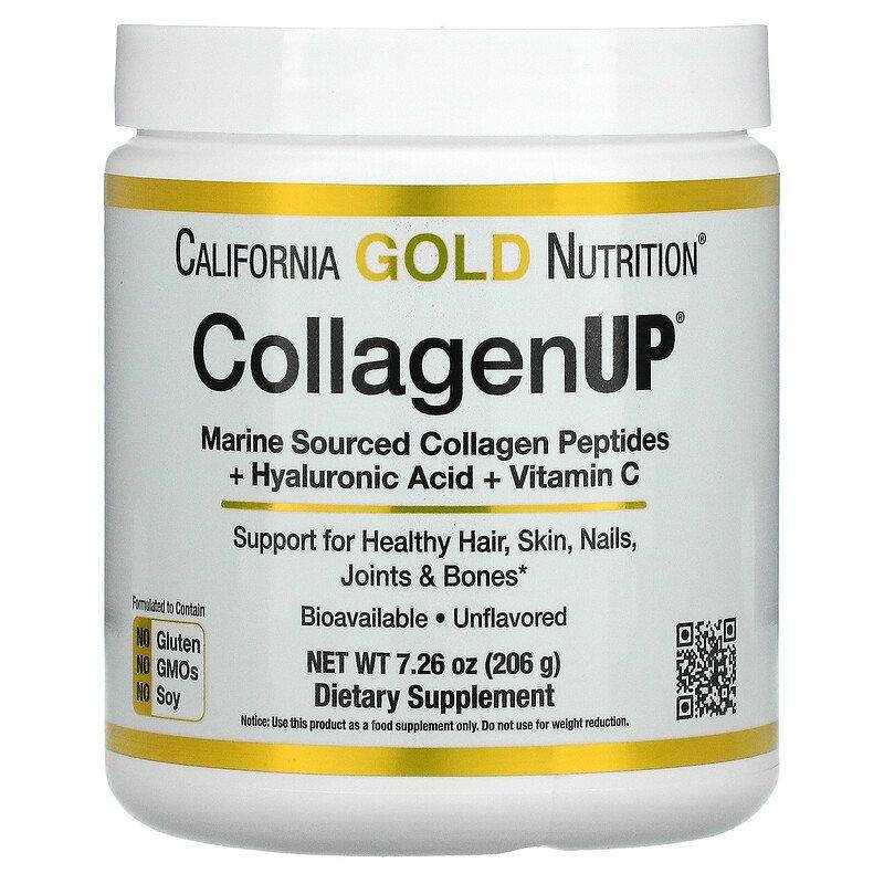 

Морской коллаген-пептид California GOLD Nutrition "CollagenUP" с гиалуронкой и витамином C, 5000 мг (206 г)