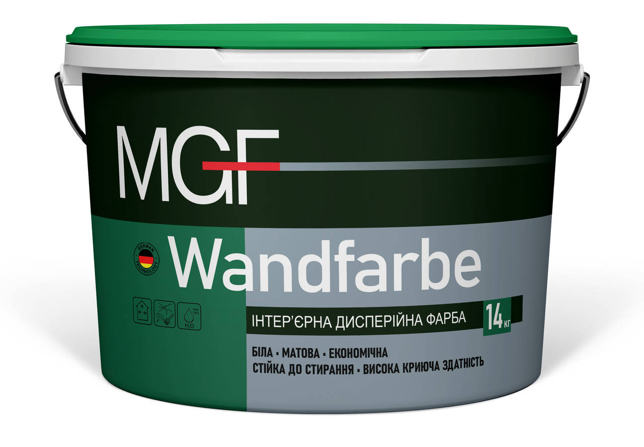 

Краска водоэмульсионная матовая MGF M1a Wandfarbe 14 кг, Белый