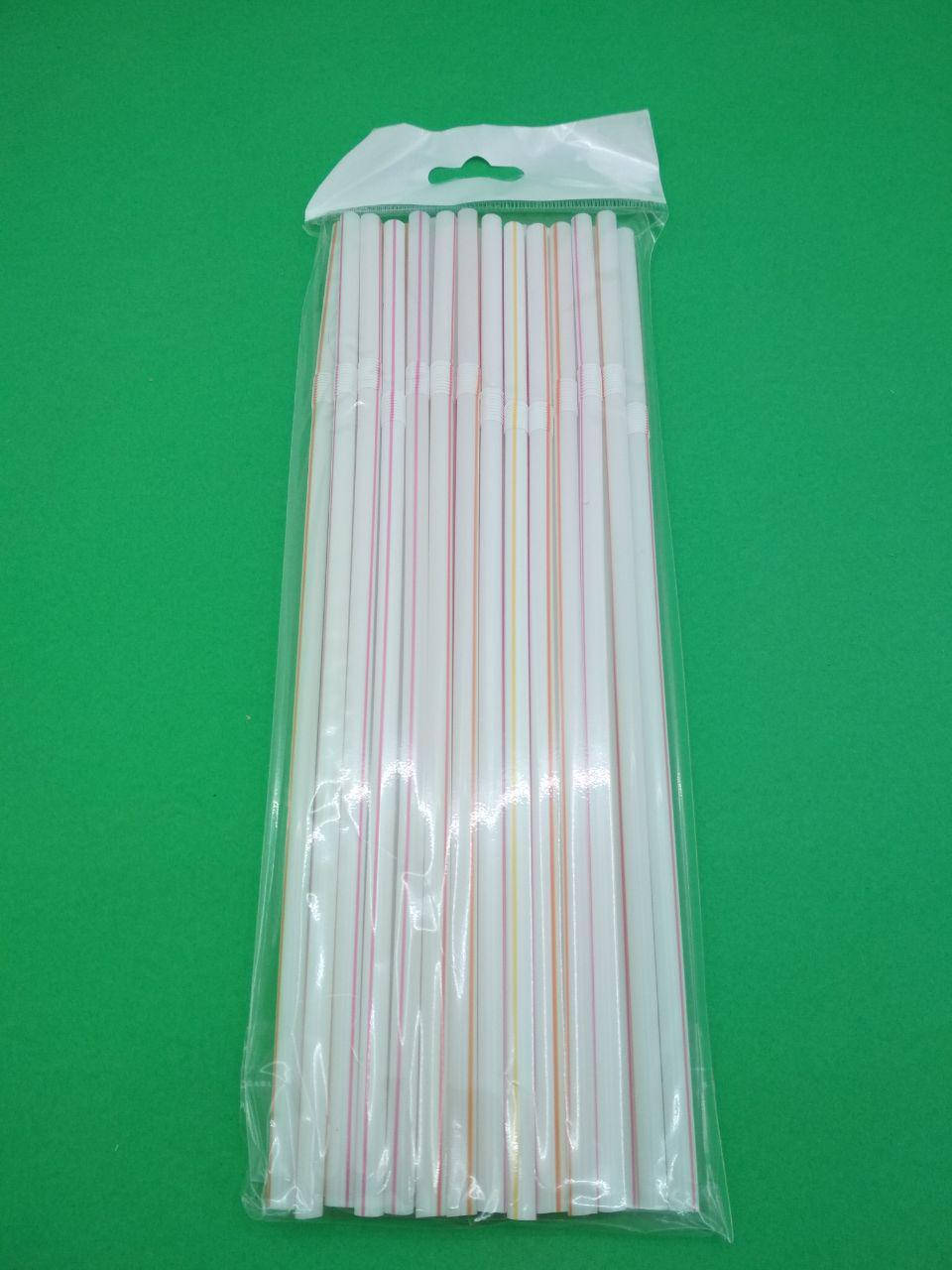 

Трубочка для коктейлей полосатая (25шт) ТМ "Супер торба" (1 пачка)