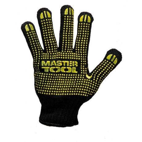 

Перчатки Mastertool х/б с ПВХ-точками 7 кл, 4 нити, черные (83-0302), Черный