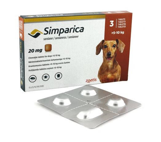 

Симпарика (Simparica) для собак 5-10 кг, жевательная таблетка от блох и клещей 1 таб, Коричневый