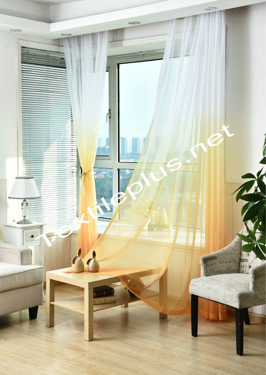 

Тюль шифон омбре песочный