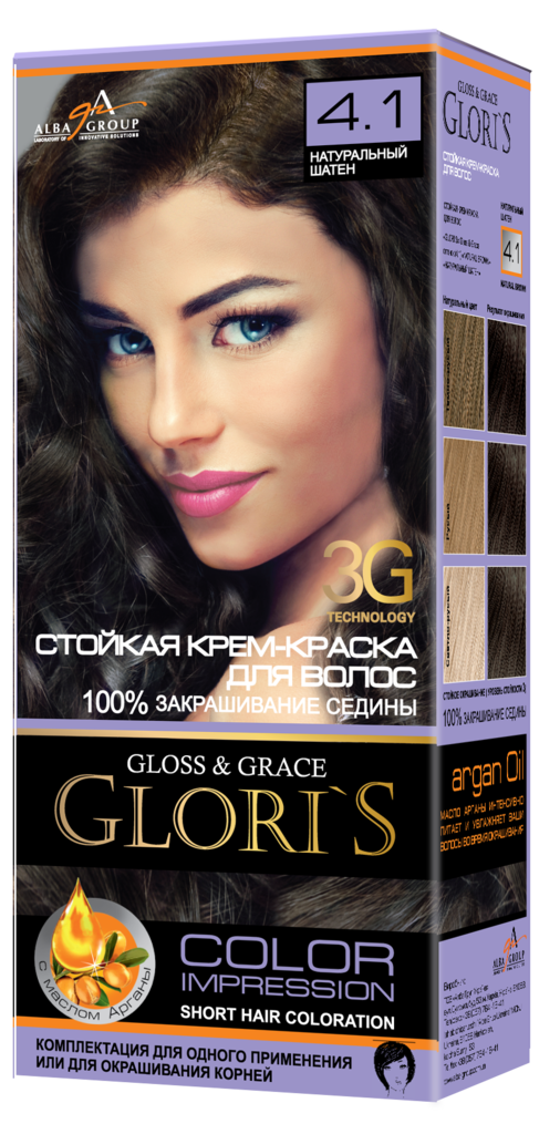 

Крем-краска для волос ТМ Glori`S Натуральный шатен 4.1