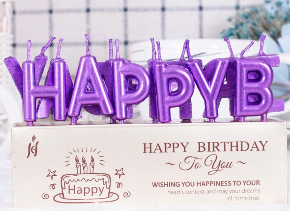 

Свечи-буквы "Happy Birthday" хром фиолетовый