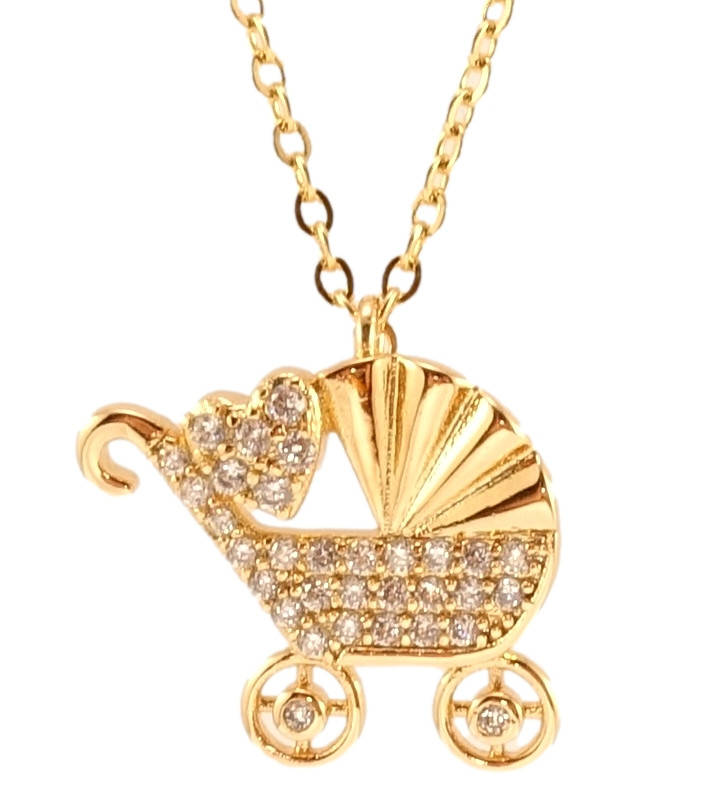 

Подвеска на цепочке Xuping Позолота 18K "Коляска ч сердечком" длина 46-51см х 2мм