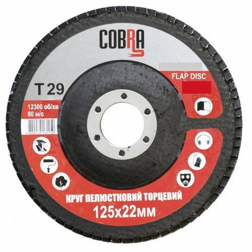 

Круг лепестковый торцевой 125х22мм Р80, T27 COBRA//Polystar