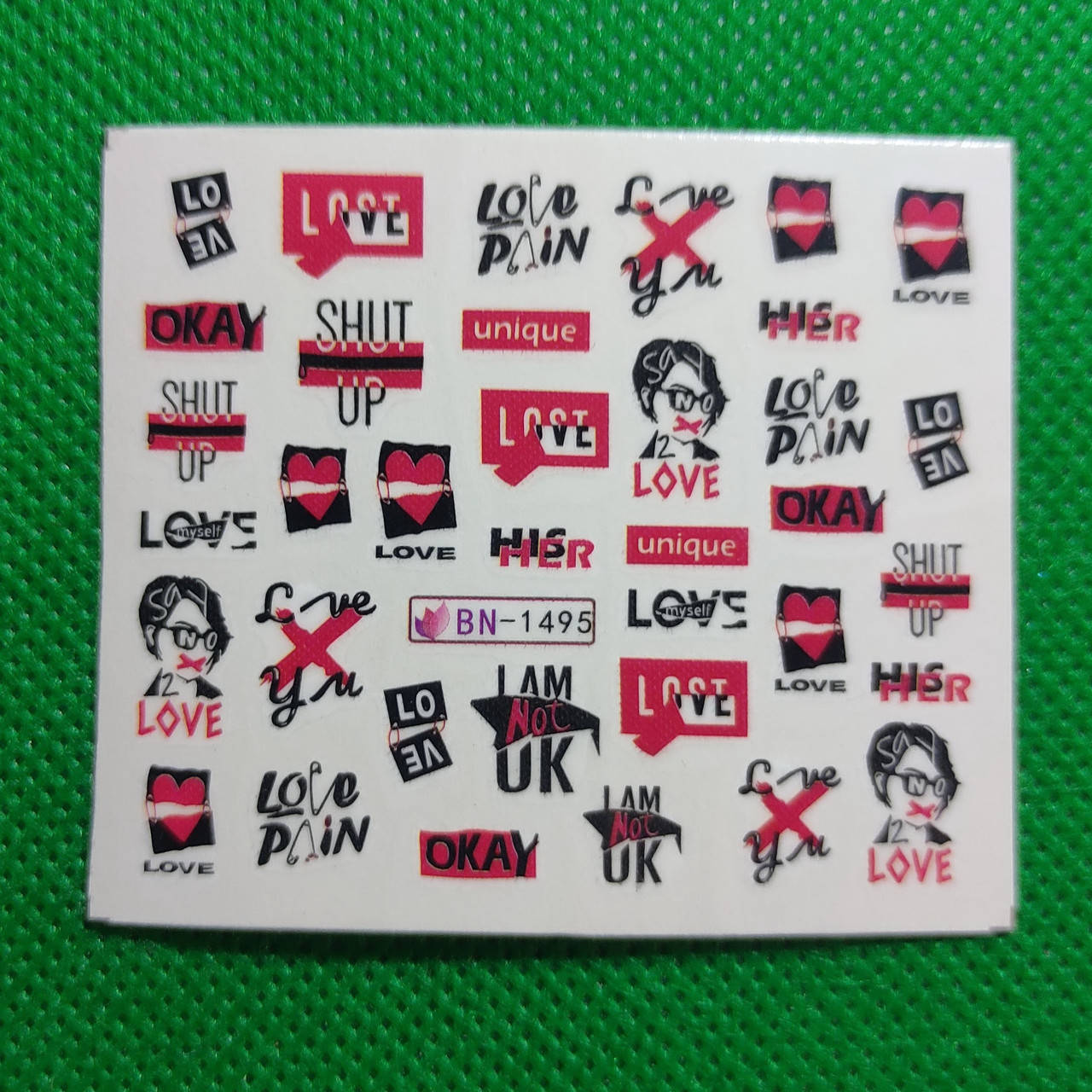 

Водные наклейки слайдеры Сердечки, Губки 1495, Разные цвета