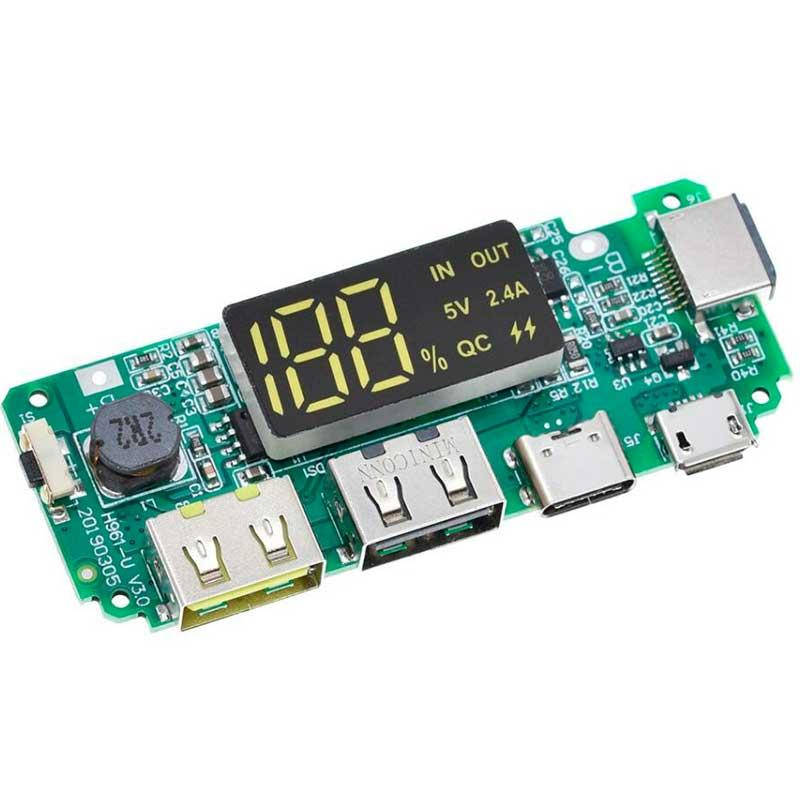 

Модуль PowerBank с LCD дисплеем, 3 x USB 5В, 2А