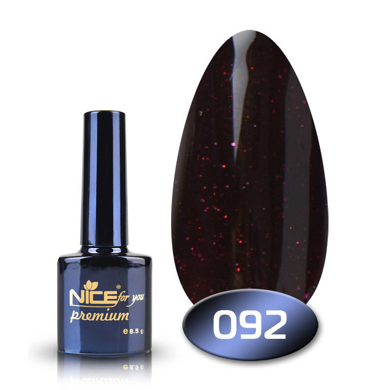 

Гель-лак Nice for you Premium 092 черный с красными блестками 8,5 мл