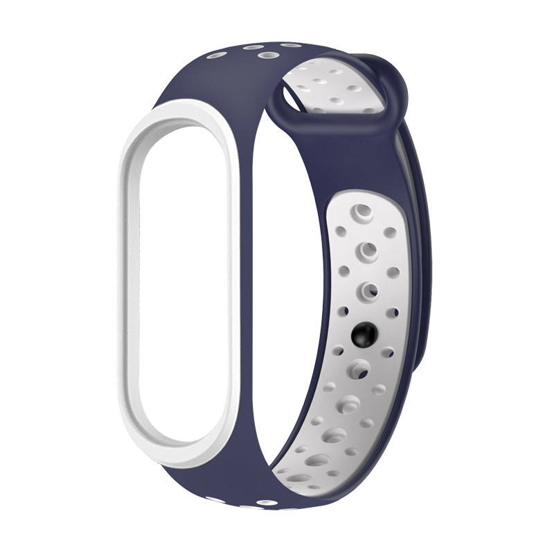 

Ремешок к браслету Mi band 4 3 перфорированный Dark blue-white