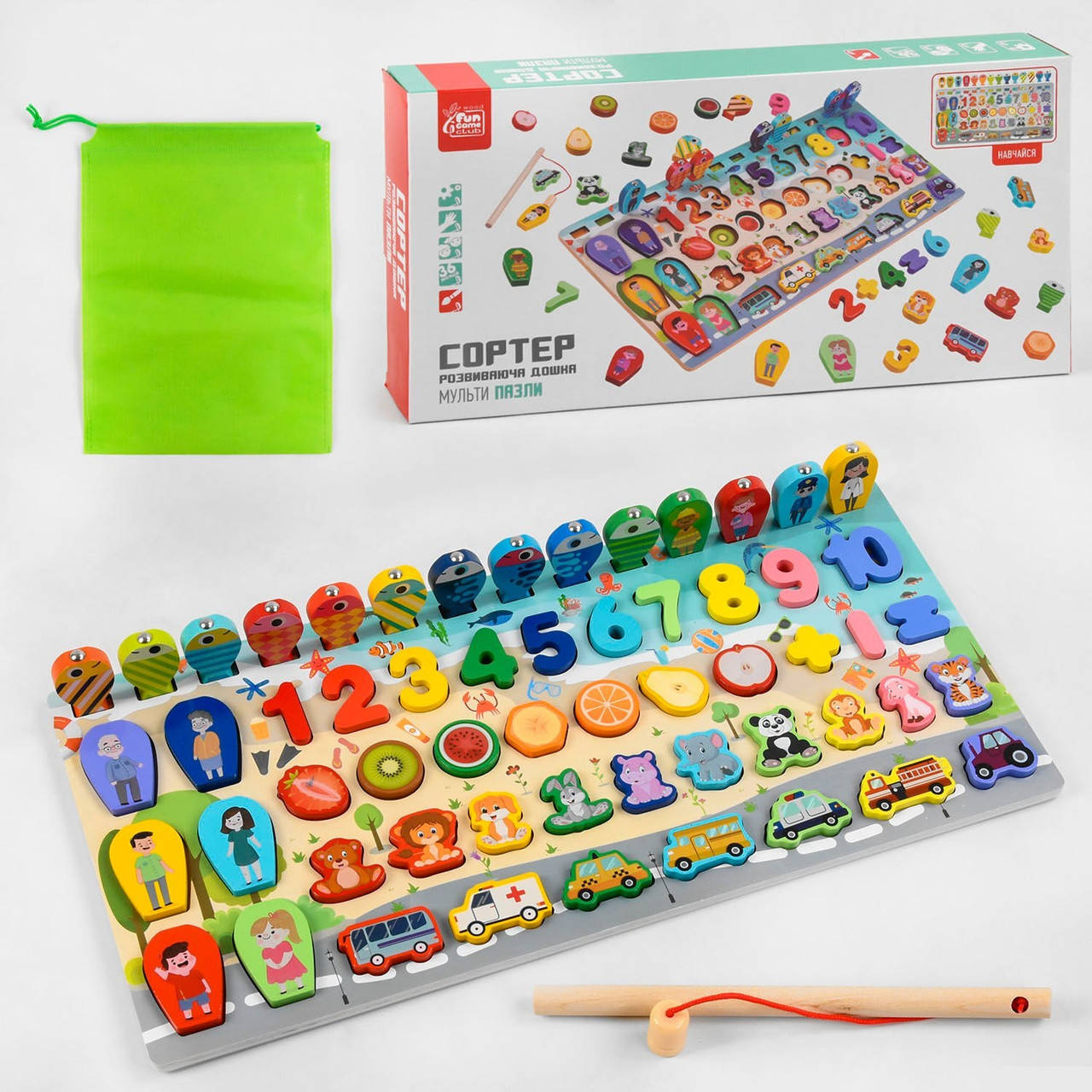 

Деревянная игра 58148 сортер, магнитная рыбалка Монтессори