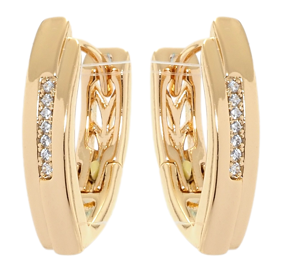 

Серьги Xuping Позолота 18K колечки "Скобы с дорожкой циркония"