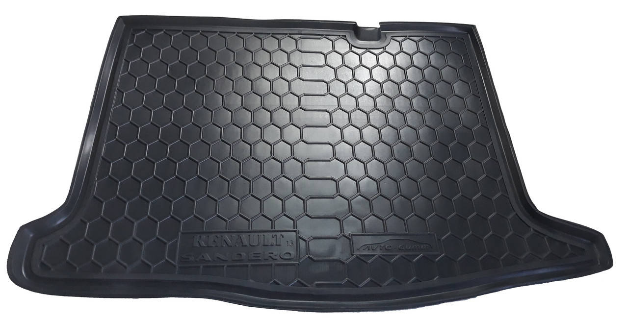 

Полиуретановый коврик в багажник Renault Sandero (Рено Сандеро) с 2008-, Черный