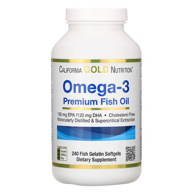 

California Gold Nutrition, омега-3, рыбий жир 240 капсул