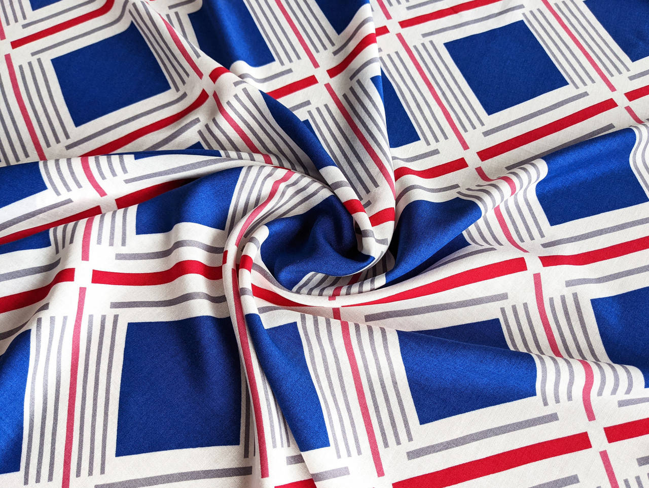 

Штапель геометрическая сетка, синий