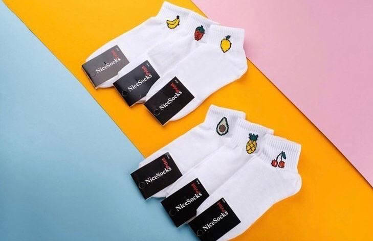 

Женские носки короткие с фруктами 36-40р.(6 пар/уп), Белый