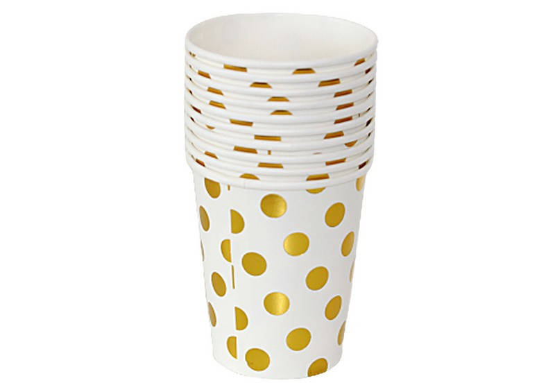 

Стаканчики одноразовые ООПТ Кружочки с фольгой 10шт CP4004, Разные цвета