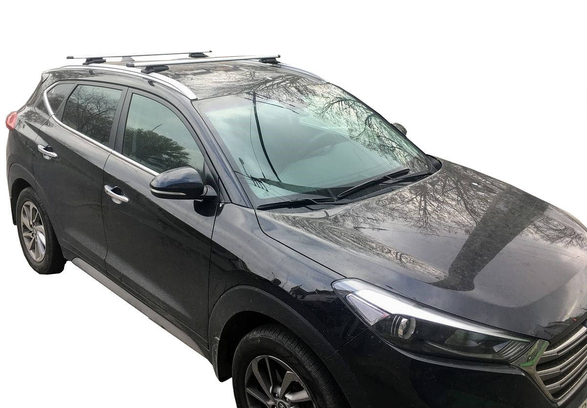 

Багажник на крышу Hyundai Tucson TL (2015-) с алюминиевыми аэродинамическими поперечинами на рейлинг "Кенгуру"