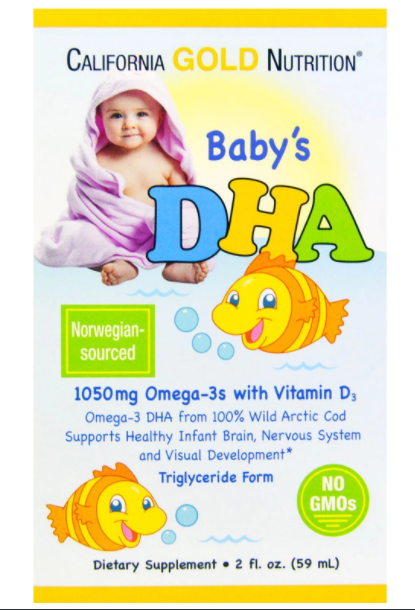 

California Gold Nutrition, ДГК для детей, 1050 мг, Омега-3 с витамином D3, 59 мл (2 жидк. унции)