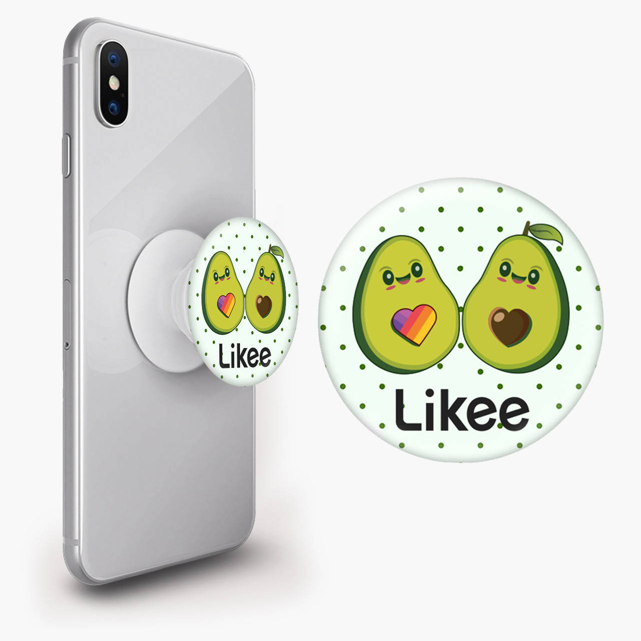 

Попсокет (Popsockets) держатель для смартфона Лайк Авокадо (Likee Avocado) (8754-1031), Белый
