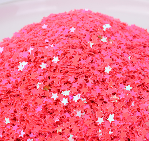 

(20 грамм) Пайетки "звездочки 3мм" Цвет - алые с отливом, Белый