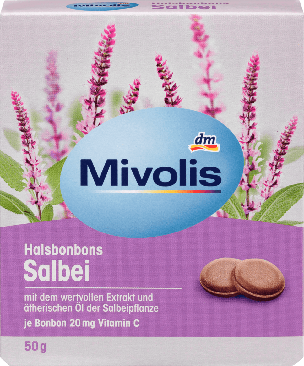 

Леденцы от кашля Mivolis Salbei с маслом шалфея и витамином С, 50 гр.(20 шт)