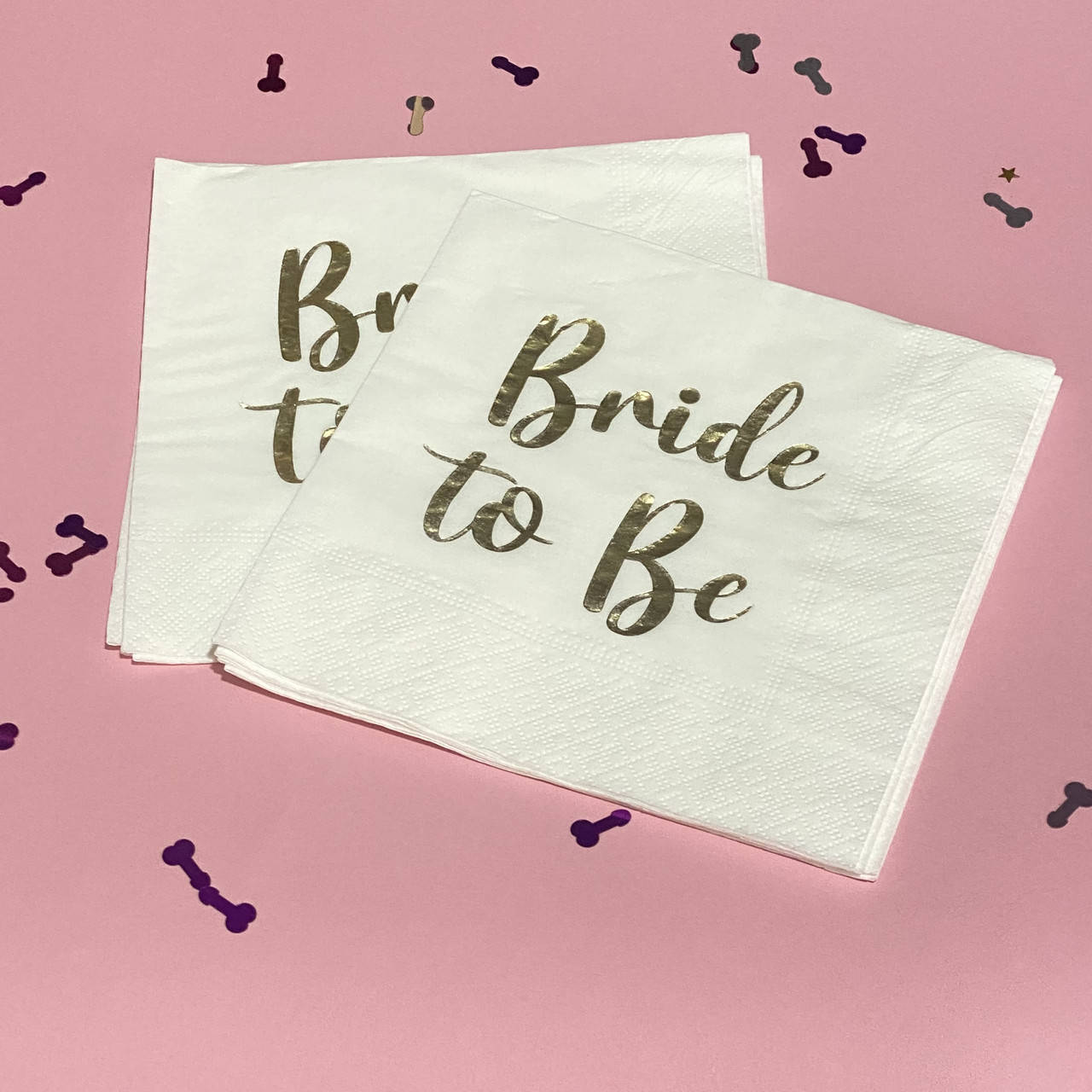 

Салфетки на девичник Bride to Be золото 5 шт, Белый
