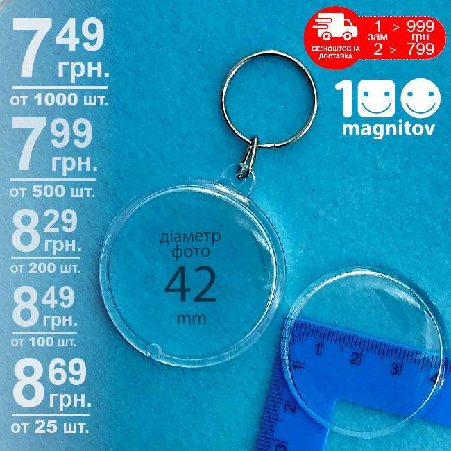 

Акриловый брелок круглый, заготовка. Диаметр 49 мм под фото 42 мм