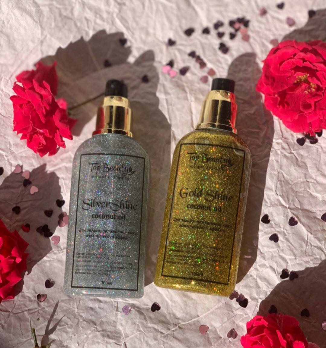 

Кокосовое масло для загара с шиммером Top Beauty Gold Shine Coconut Oil 100 мл золото