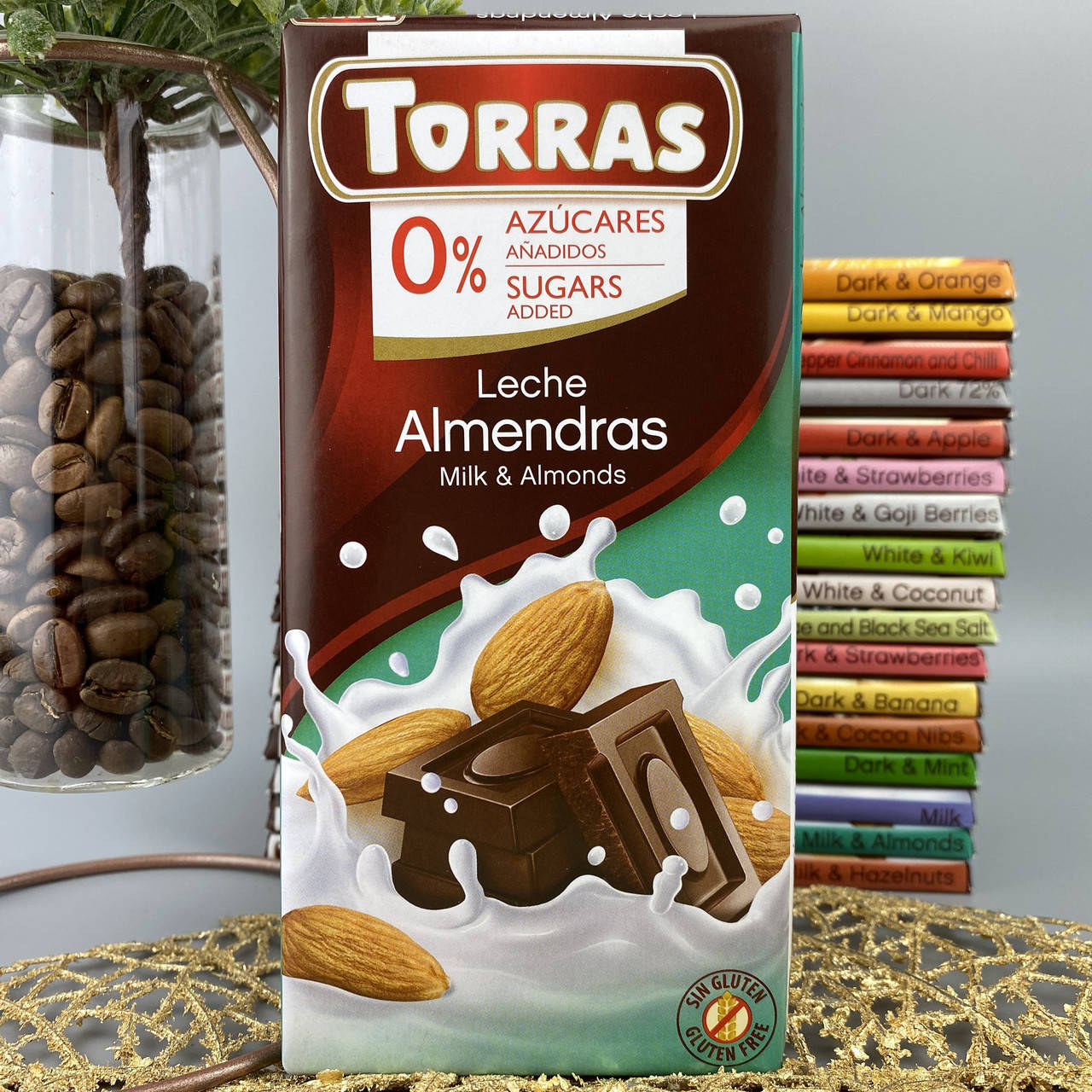 

Шоколад без сахара и глютена молочный с миндалём Торрас Torras 0% 75 г