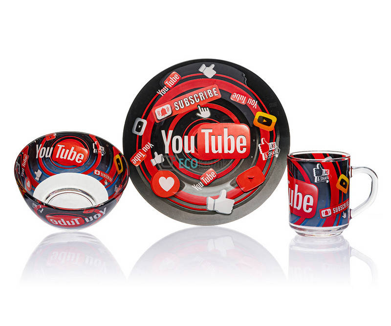 

Набір скляного посуду для дітей YouTube Metr + Original EK12209