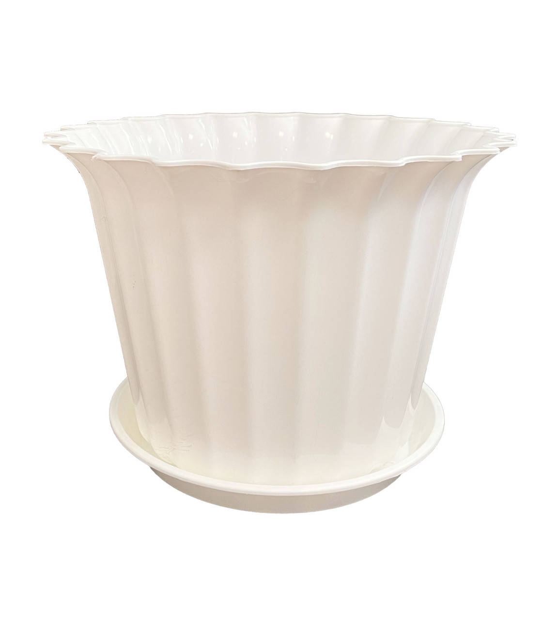 

Кашпо пластиковое с подставкой "Астра" 20 см БЕЛЫЙ ММ-Пласт