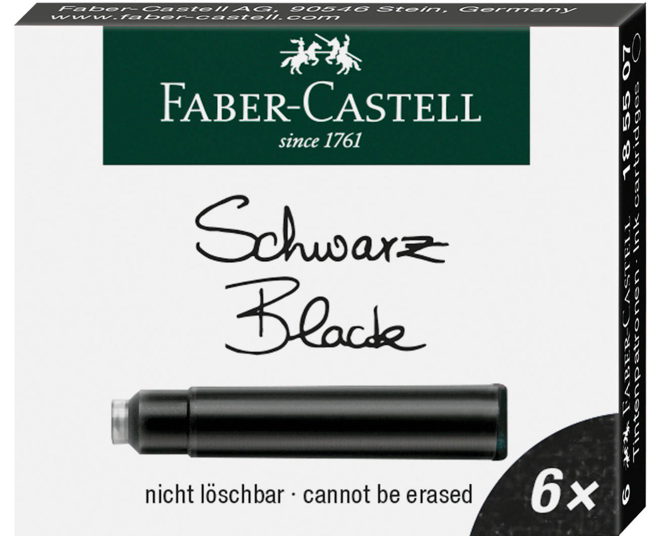 

Чернильные стандартные картриджи Faber-Castell стираемые чернила, 6 шт, Черный