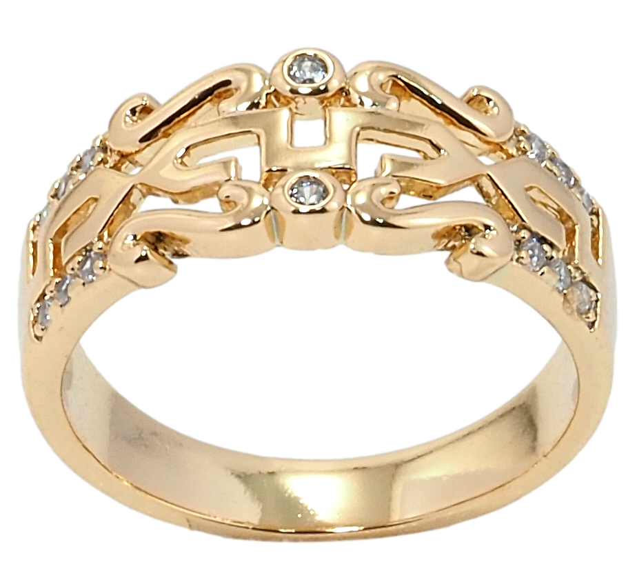 

Кольцо Xuping Позолота 18K "Резной орнамент с цирконием" р.16,17,17.5,18.5,19