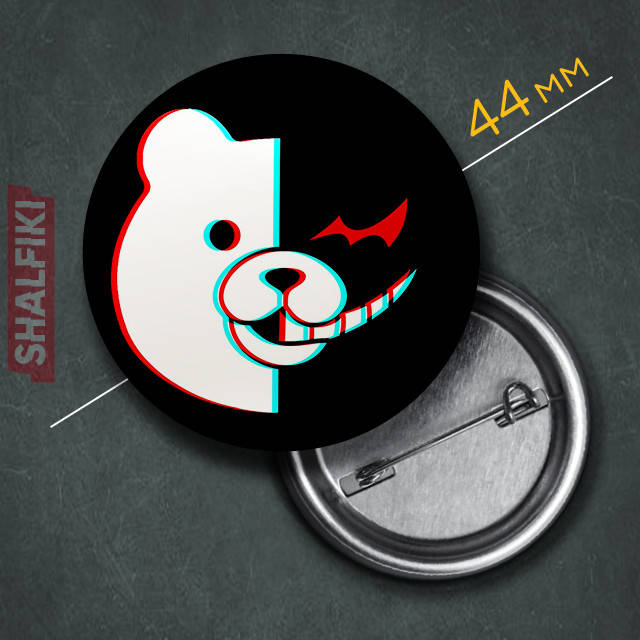 

"Медведь Монокума (Данганромпа / Danganronpa)" значок круглый на булавке Ø44 мм