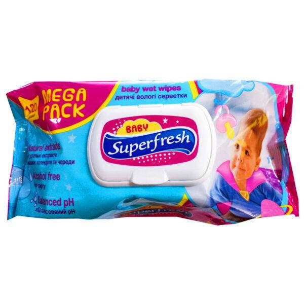 

Детские влажные салфетки Суперфреш беби Superfresh Baby 120шт (с клапаном)