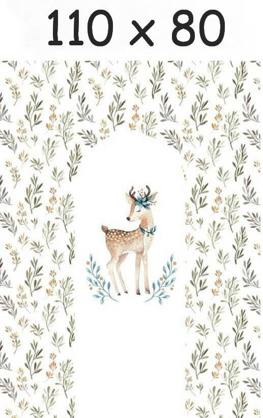 

Панелька из сатина для кокона "Косуля и зелёные веточки" 80*110 см, Зелёный