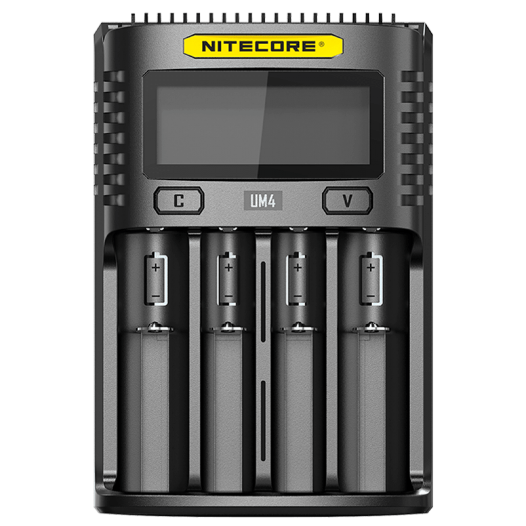 

Универсальное ЗУ Nitecore UM4, 4 канала, Ni-Mh/Li-Ion/IMR/LiFePO4 (3.6-4.35V), USB QC2.0, LCD, Box