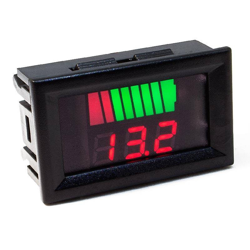 

Вольтметр цифровой 12-60V с индикатором уровня встраиваемый, Красный