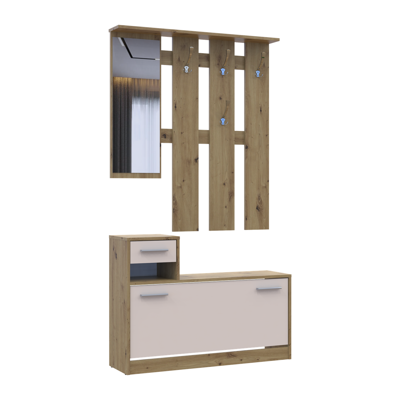 Передпокій Doros Alice Дуб Евок/Кашемір 1 дзеркало 100х27х182.9 (44900360) 3