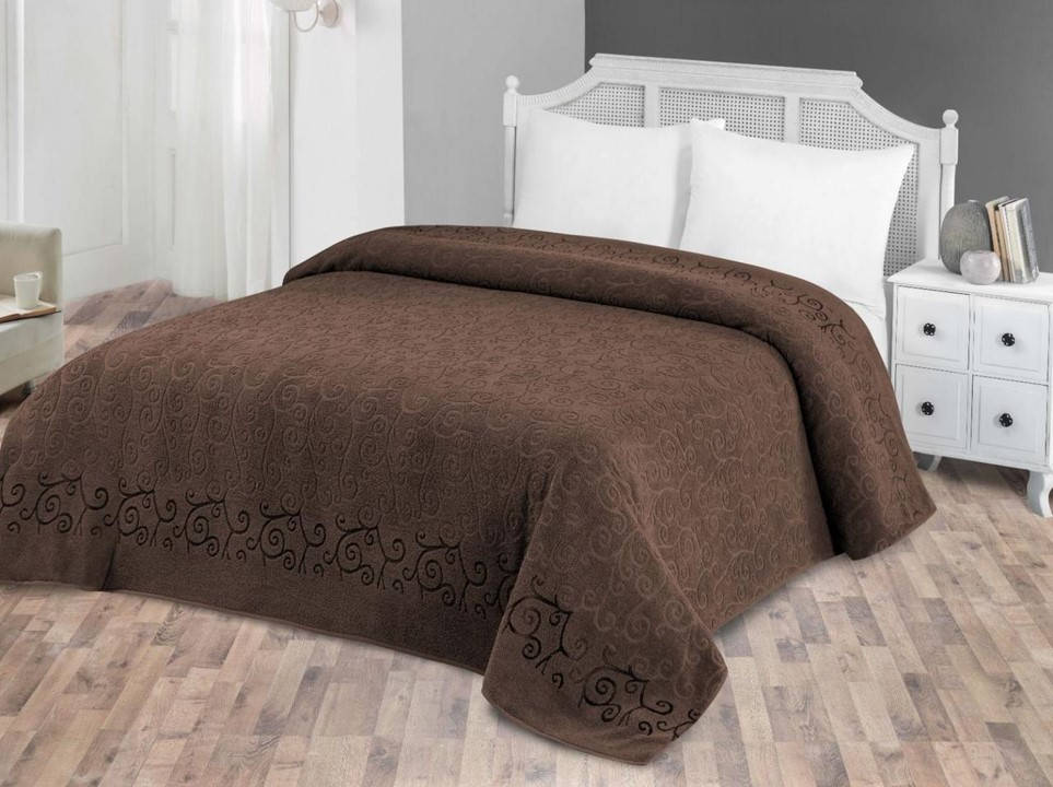 

МАХРОВАЯ ПРОСТЫНЯ/ПЛЕД 450г/м2 хлопок 200*220 SALKIM DESEN KAHVE, ТУРЦИЯ, Коричневый