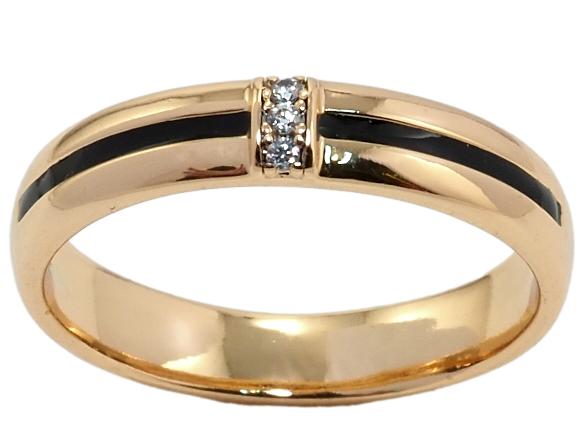

Кольцо Xuping Позолота 18K "Вставка циркония с черной полосой эмалью" р.17,18.5
