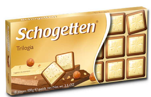 

Шоколад Schogetten Trilogia белый+молочный с фундуком 100 г
